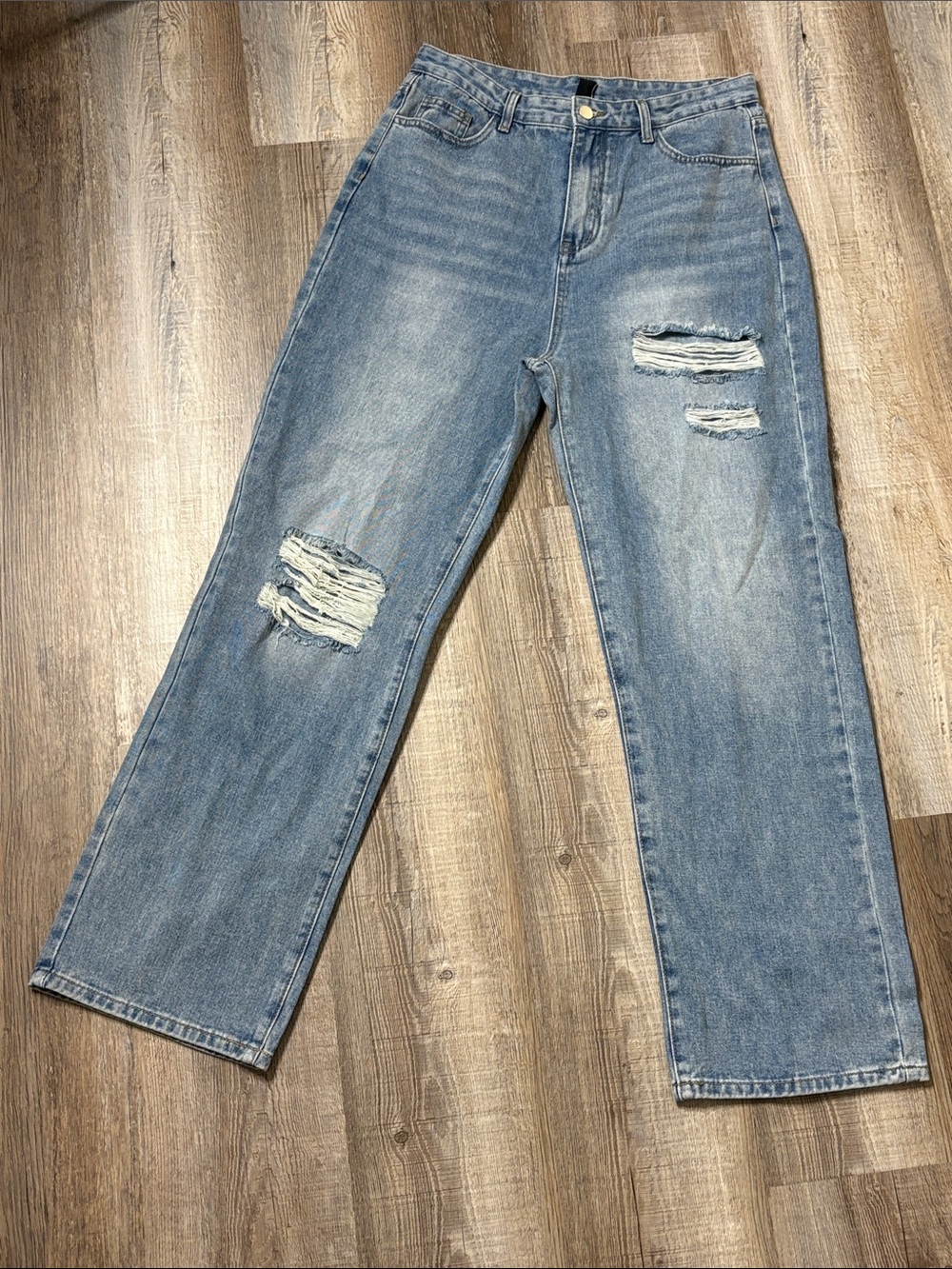 Cider Washed Blue Ripped Boyfriend Jeans